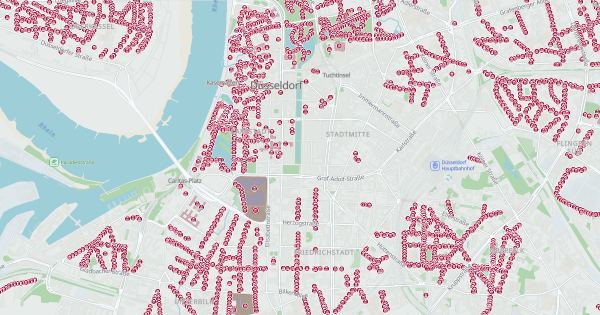 Bebauungsplan-Karte mit Bebauungsplänen in Düsseldorf
